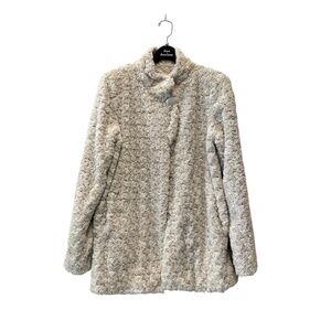 Dennis Basso Faux Fur Cream Swirl Coat Fully Lined Size Small